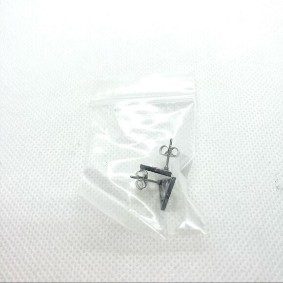 SILVER Stainless Steel Deathly Hallows Earrings - Picture 8 of 8